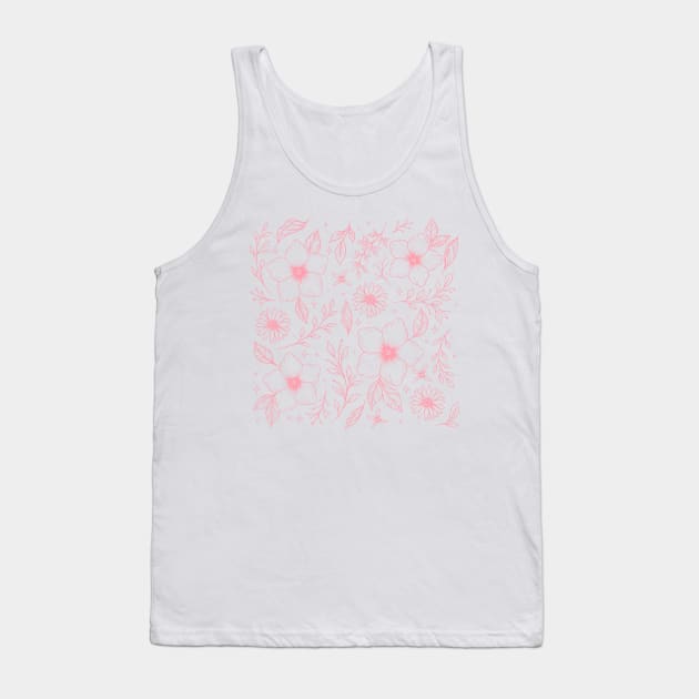 Floral Pattern - Pink Tank Top by Episodic Drawing